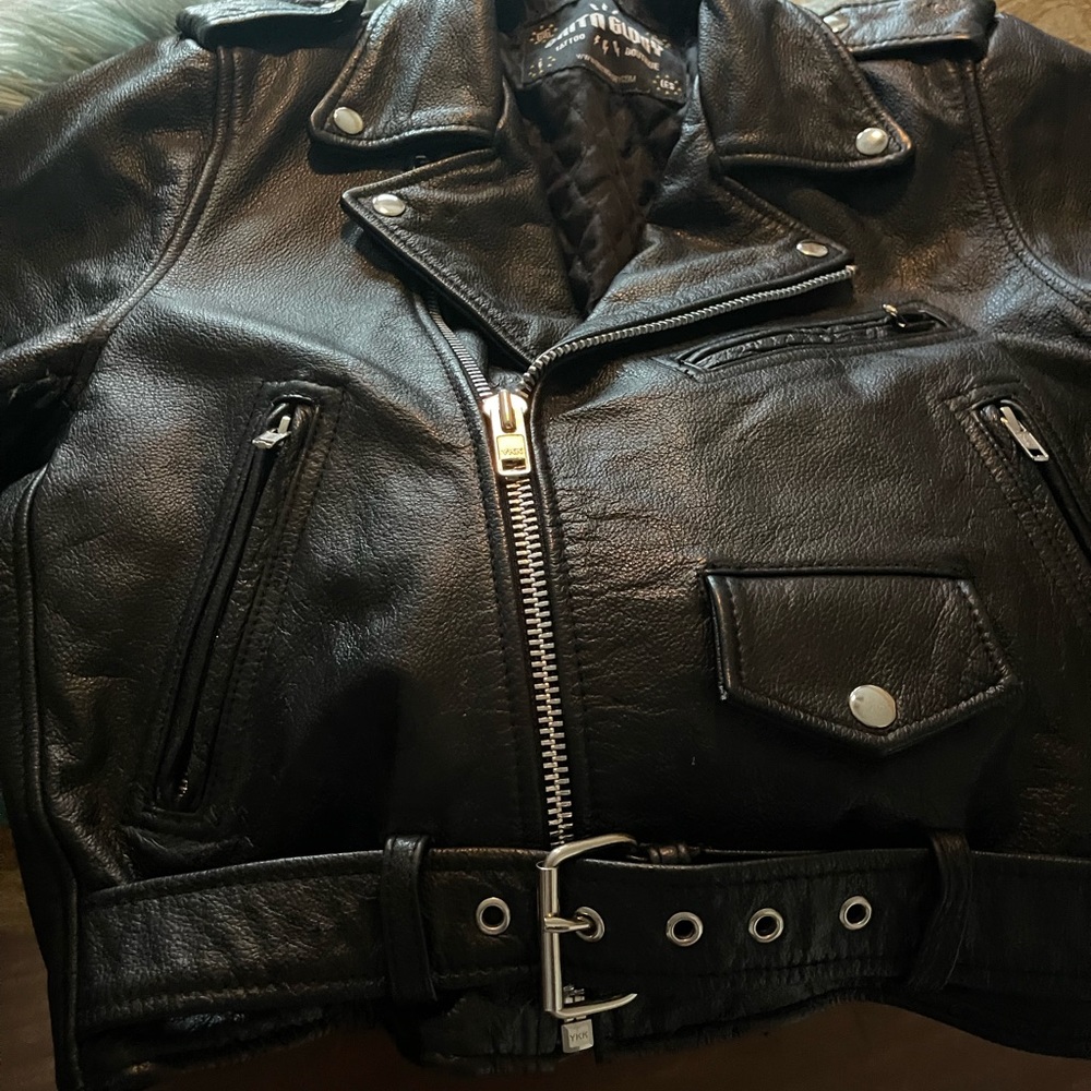 Grit N Glory Genuine Black Leather Motorcycle Jacket